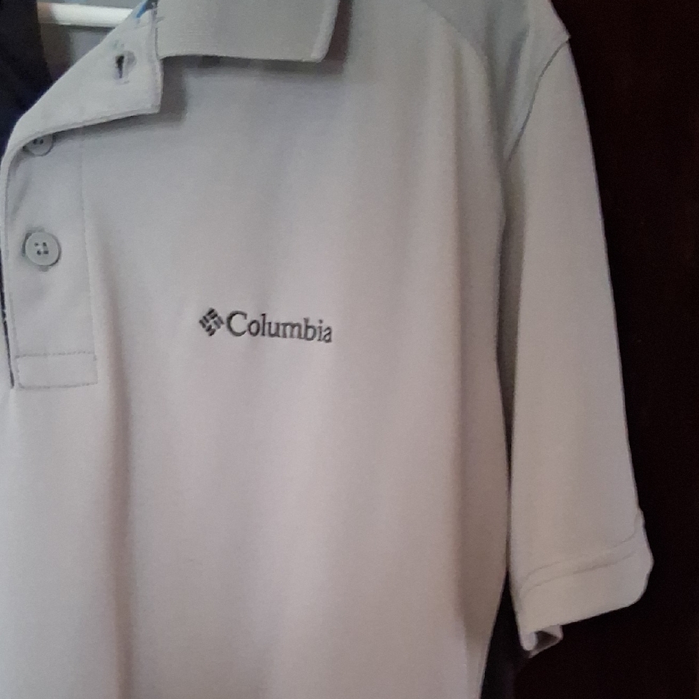 Columbia Light Gray Polo with Blue Trim - Picture 2 of 13